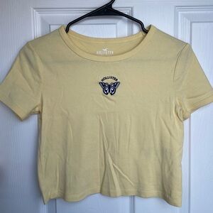 Light Yellow Hollister Butterfly Crop Top
